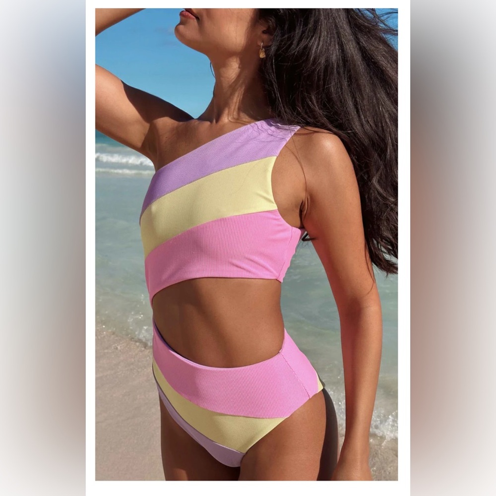 Beach Riot Joyce One Piece Sublime Spring Colorblock- Size Small - Picture 8 of 16